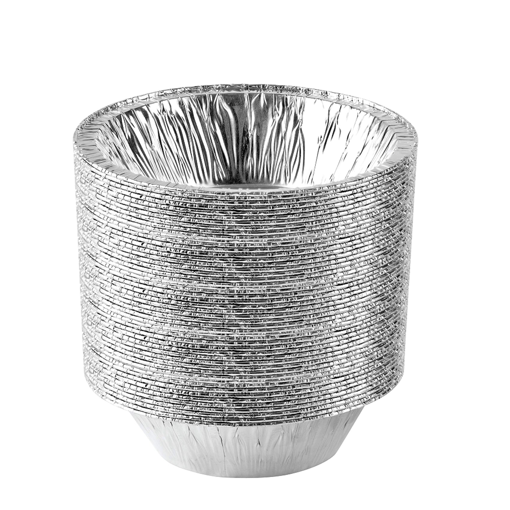 Aluminum Trays - Airfryer Trays Round - Oven Trays - BBQ Drip Trays - Disposable Trays - Aluminum Bowls - Grill Accessories - Small Baking Pans - Food Containers - Heat Resistant - Grease Collection Trays - Catering Trays - Sturdy - Silver - 50 Pieces