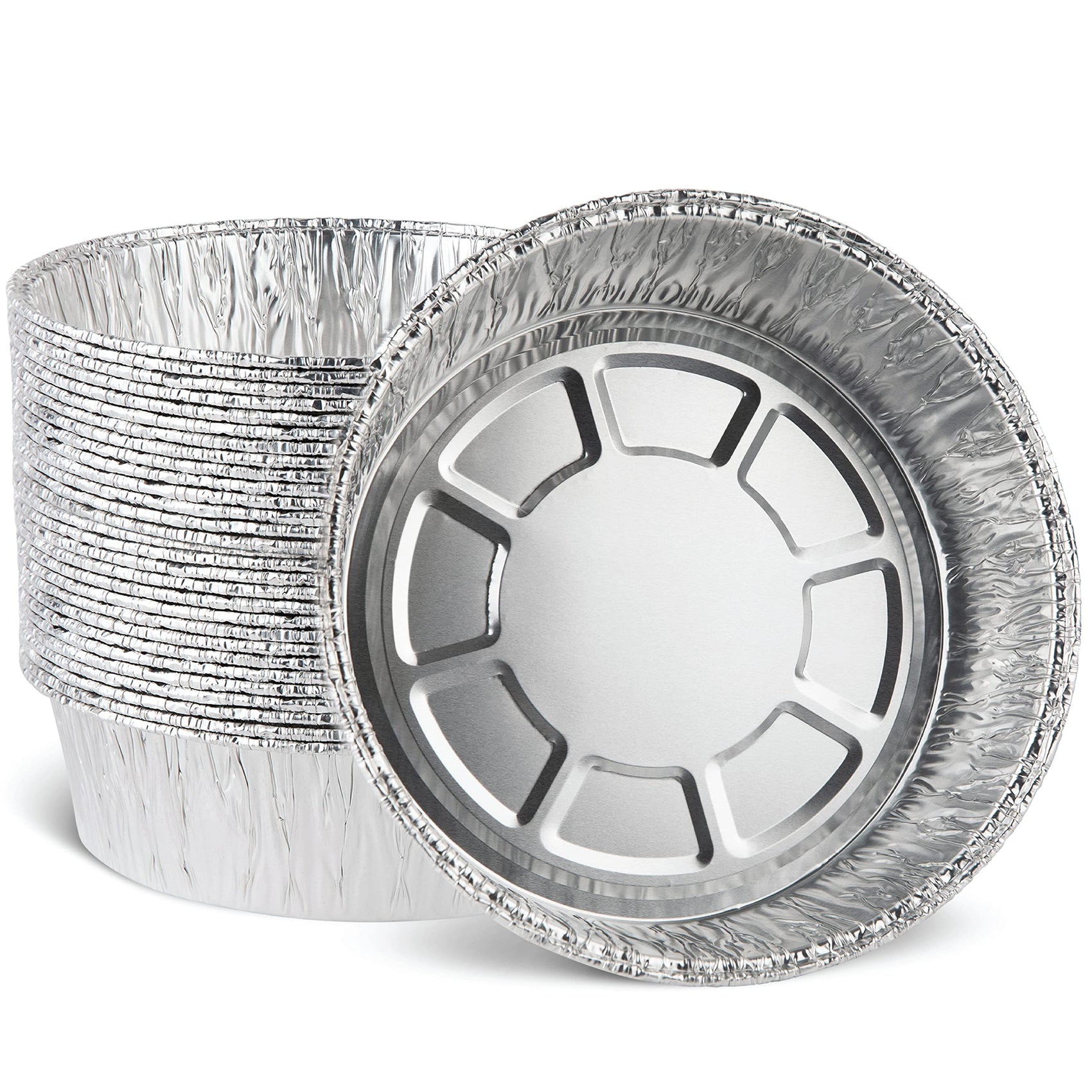 Aluminum Trays - Large Oven Dishes - Airfryer Trays XXL - Aluminum Bowls - Disposable Trays - BBQ Drip Trays - Grill Accessories - Round Baking Pans - Heat Resistant - Catering Trays - Food Containers - Serving Trays - Sturdy - Silver - 50 Pieces