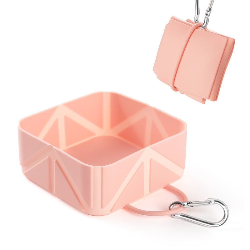 Foldable Dog Food Bowl - Dog Drinking Bowl - Dog Bowl - Travel Bowl - Water Bowl - Food Bowl - Dog Supplies - Hiking - Camping - On the Go - Silicone Bowl - Portable Food Bowl - Dog Accessories - Light Pink - 1 Piece