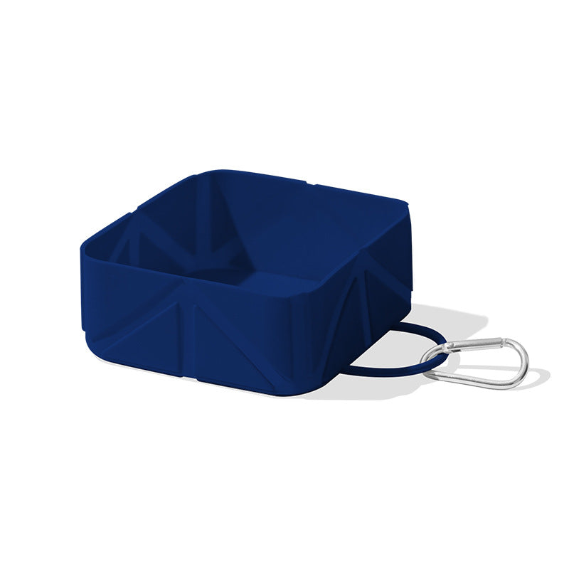 Foldable Dog Food Bowl - Dog Drinking Bowl - Dog Bowl - Travel Bowl - Water Bowl - Food Bowl - Dog Supplies - Hiking - Camping - On the Go - Silicone Bowl - Portable Food Bowl - Dog Accessories - Dark Blue - 1 Piece