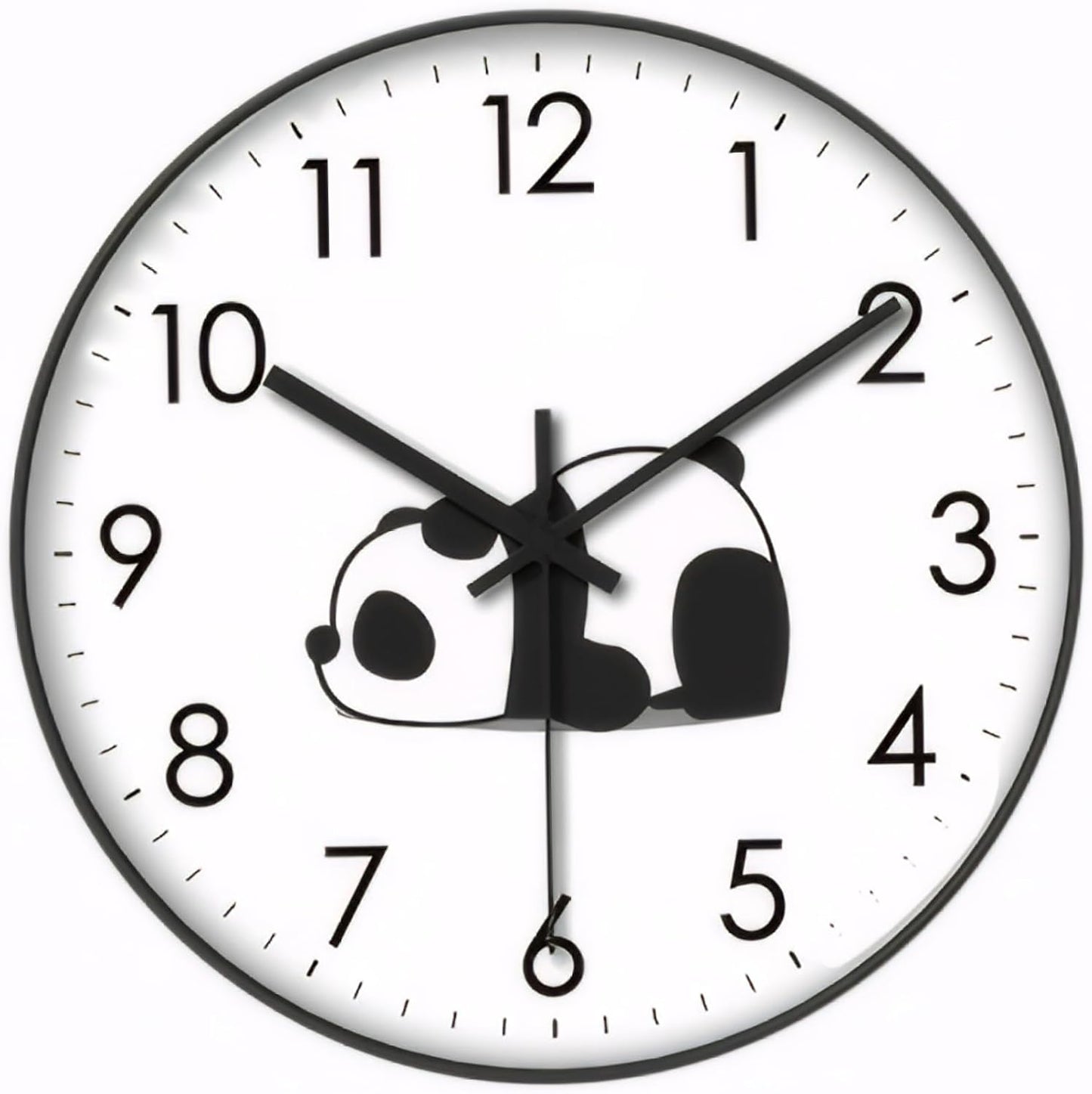 Wall Clock - Clock - Silent Wall Clock - Wall Clock - Analog Clock - Living Room Wall Clock - Bedroom Clock - Panda Design - Animal Motif - Modern Interior - Silent - Not Ticking - Wall Decoration - Office - Kitchen - Black and White - 1 Piece