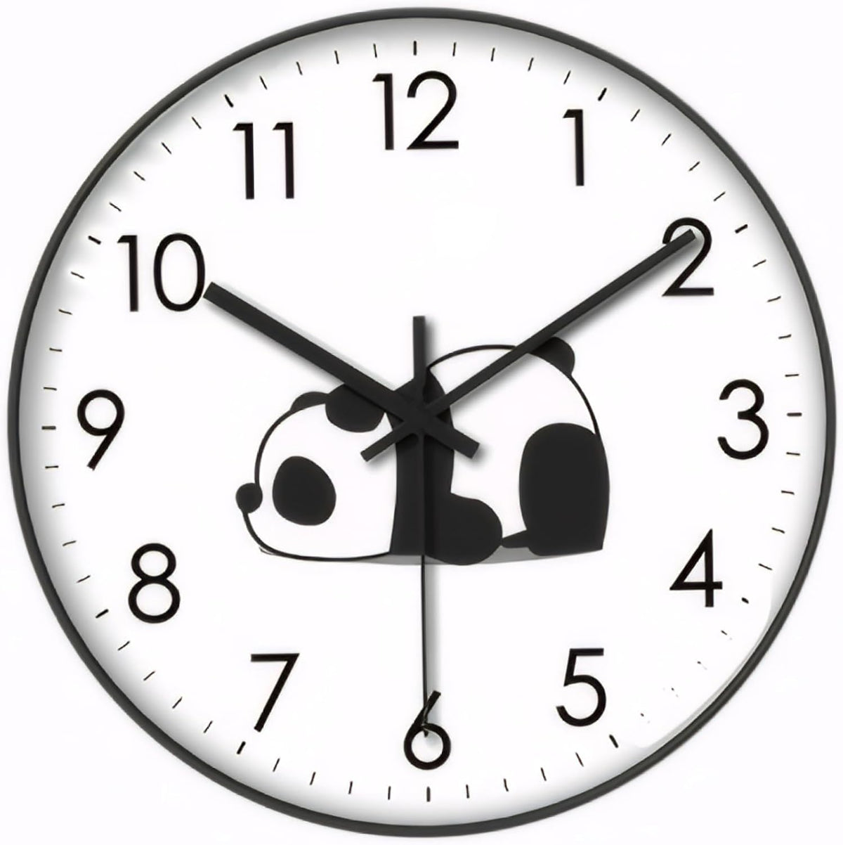 Wall Clock - Clock - Silent Wall Clock - Wall Clock - Analog Clock - Living Room Wall Clock - Bedroom Clock - Panda Design - Animal Motif - Modern Interior - Silent - Not Ticking - Wall Decoration - Office - Kitchen - Black and White - 1 Piece