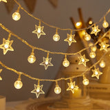 Fairy Lights - Mood Lighting - Indoor Christmas Lights - Fairy Lights - Stars and Bulbs - Party Lights - Living Room Decoration - Bedroom - Battery Operated - LED Lighting - Christmas Lights - 3 Meters - 20 Lights - Warm White - 1 Piece