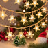 Indoor Christmas Lights - Star and Snowflake Light String - Christmas Decorations - Christmas Lights - Christmas Tree Lights - Living Room Mood Lighting - LED Lights - Window Decoration - Party Lights - Warm White - 1 Piece