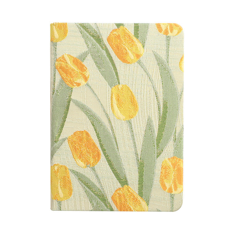 A5 Notebook - Diary - Bullet Journal - Writing Book - Notebook - Tulips - Sketchbook - Notepad - Travel Diary - Office Supplies - School Supplies - Gift for Her - Journal - Hardcover - Yellow and Green - 1 Piece