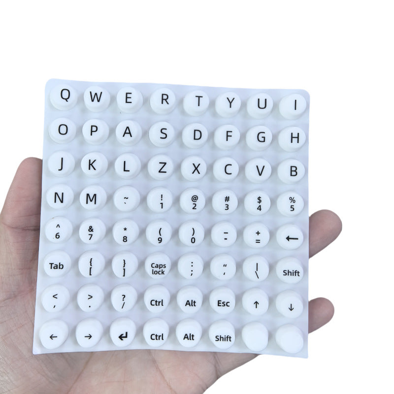 Keyboard Stickers - Large Letter Keyboard - QWERTY Layout - Low Vision Aids - Typing with Long Nails - 3D Silicone Keycaps - Laptop Accessories - Universal Round Keys - Wear-Resistant Replacement Letters - White - 64 Pieces