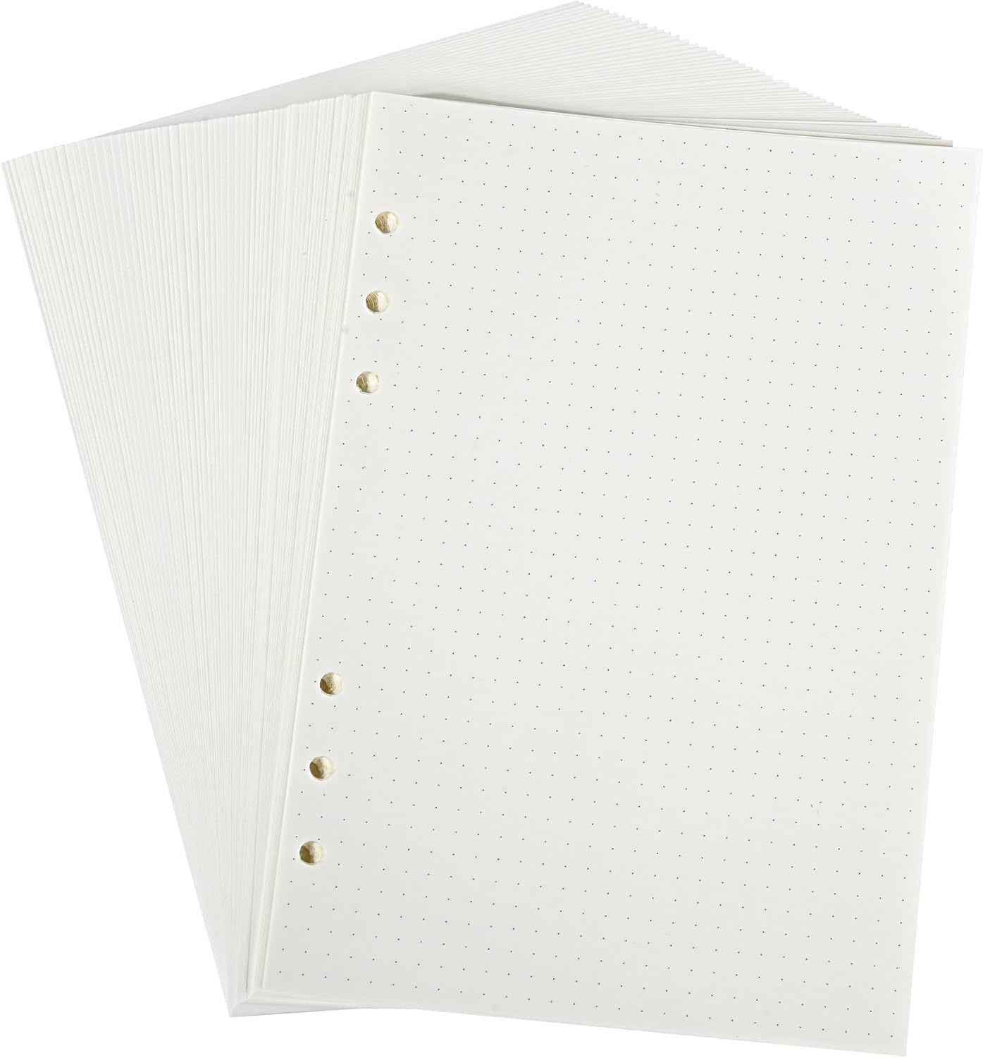 Notebook Refill A5 - Ring Binder Paper 6 Holes - Agenda Refill - Bullet Journal Paper - Refillable Notepad - Writing Paper - Planner Inserts - Office Supplies - School Supplies - Drawing and Sketching -Dotted Dots - White - 5 Pieces