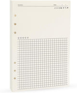 Notebook Refill A5 - Ring Binder Paper 6 Holes - Agenda Refill - Bullet Journal Paper - Refillable Notepad - Writing Paper - Planner Inserts - Office Supplies - School Supplies - Review Page -Favorites List - White - 5 Pieces