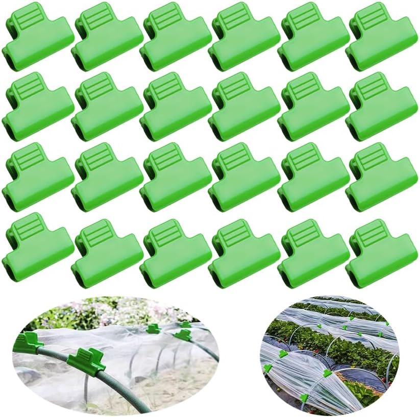 Greenhouse Clamps - Foil Clips - Pipe Clamps 11mm & 16mm - Greenhouse Clips - Combi Set - Greenhouse Mounting - Tunnel Arch Clips - Vegetable Garden Accessories - Fleece Cloth Holders - Bird Net Clamp - Insect Mesh Mounting - Garden Items - Green - 40 Pie