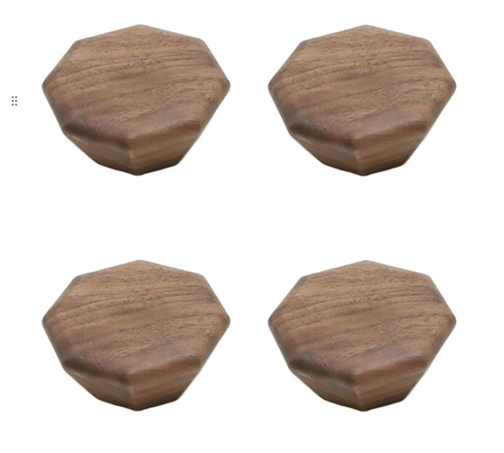 Furniture Knobs - Drawer Knobs - Cabinet Knobs - Furniture Handles - Kitchen Handles - Door Handles - Cabinet Handles - Furniture Hardware - Kitchen Hardware - Handles - Walnut - Wood - Wooden - Octagon - Octagon - Geometric - Design - Walnut - Set of 4
