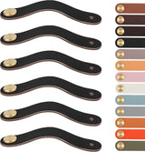 Leather Handles - Furniture Handles - Kitchen Handles - Door Handles - Cabinet Handles - Drawer Knobs - Furniture Hardware - Kitchen Hardware - Handles - Leather - Leather - Kitchen Renovation - Industrial - Brass - Knobs - Loops - Loop - Black - Set of 6
