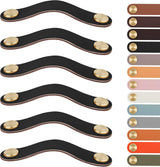 Leather Handles - Furniture Handles - Kitchen Handles - Door Handles - Cabinet Handles - Drawer Knobs - Furniture Hardware - Kitchen Hardware - Handles - Leather - Leather - Kitchen Renovation - Industrial - Brass - Pitch 128mm - Handles - Black - Set of 
