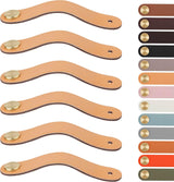 Leather Handles - Furniture Handles - Kitchen Handles - Door Handles - Cabinet Handles - Drawer Knobs - Furniture Hardware - Kitchen Hardware - Handles - Leather - Leather - Kitchen Renovation - Scandinavian - Brass - Knobs - Loops - Loop - Beige - Set of