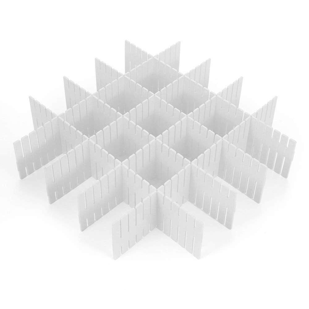 Drawer dividers - Drawer organizer - Storage system - Adjustable drawer divider - Desk organizer - Kitchen drawer organizer - Make-up organizer - Wardrobe organizer - Drawer division - Sock organizer - Underwear organizer - 2mm - 47x7cm - White - 8 pieces