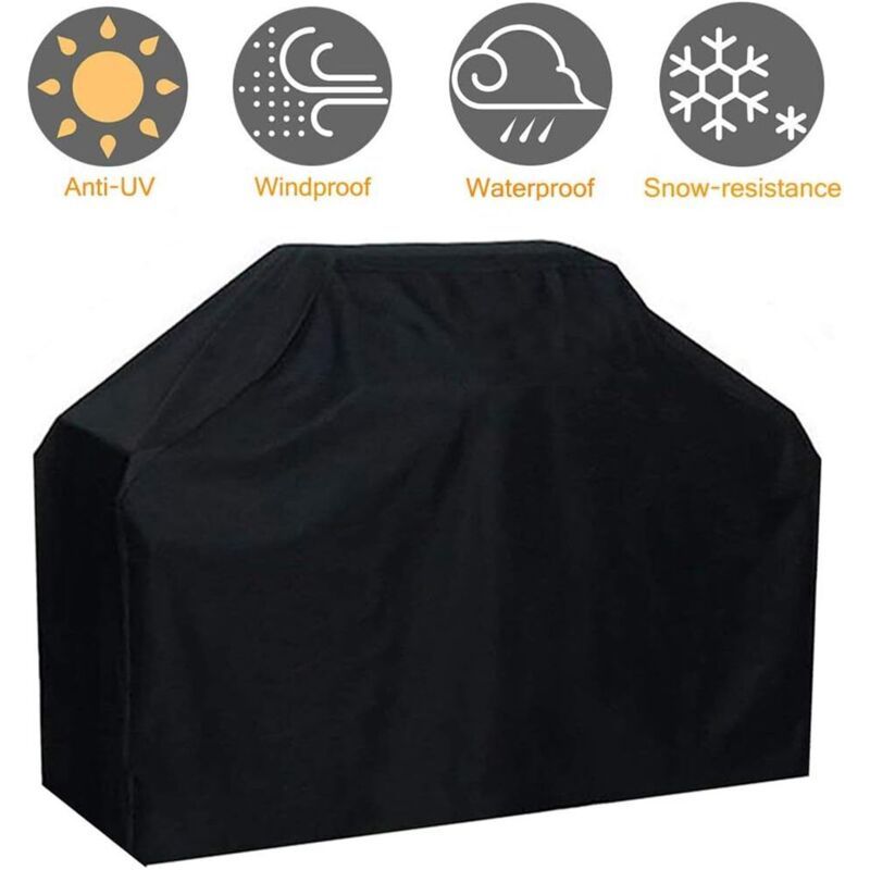 BBQ Cover Waterproof Windproof Fade Resistant Oxford Fabric Compatible with Weber and Brinkmann Barbecue Racks, 145 x 61 x 117 cm
