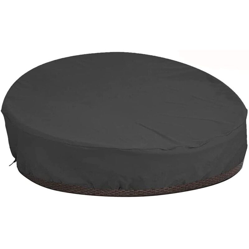 Round Garden Sofa Bed Cover Waterproof 210D Oxford Black, D228 x H83 cm