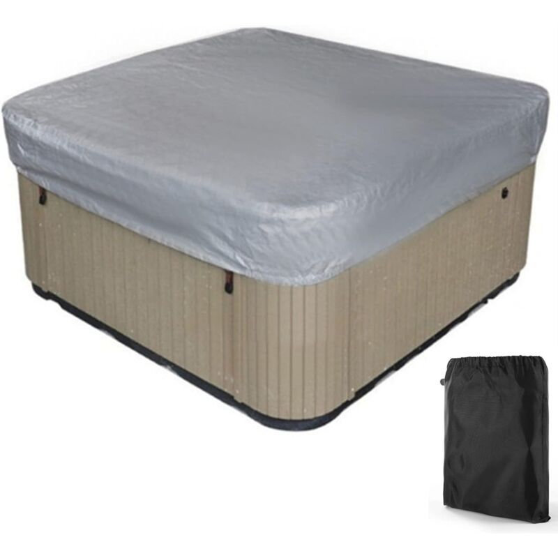 Spa Cover Square Hot Tub Cover Waterproof 190T Polyester Black Gray, 207 x 207 x 30 cm