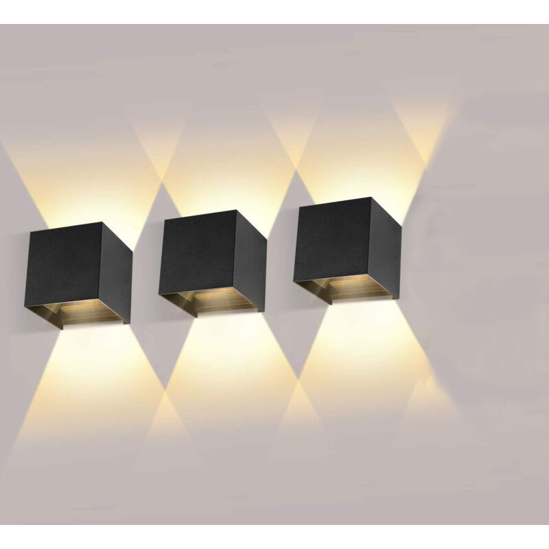 3 Pack 12W LED Wall Lights Adjustable Beam Angle IP65 Waterproof 2700-3000K Warm White