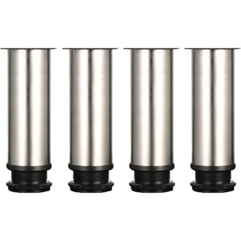 4 Pack Adjustable Furniture Legs Stainless Steel Round Sofa Table Legs, Diameter 50 mm Height 150 mm