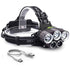 Rechargeable Headlamp 5 LED USB Head Torch 6 Modes Black