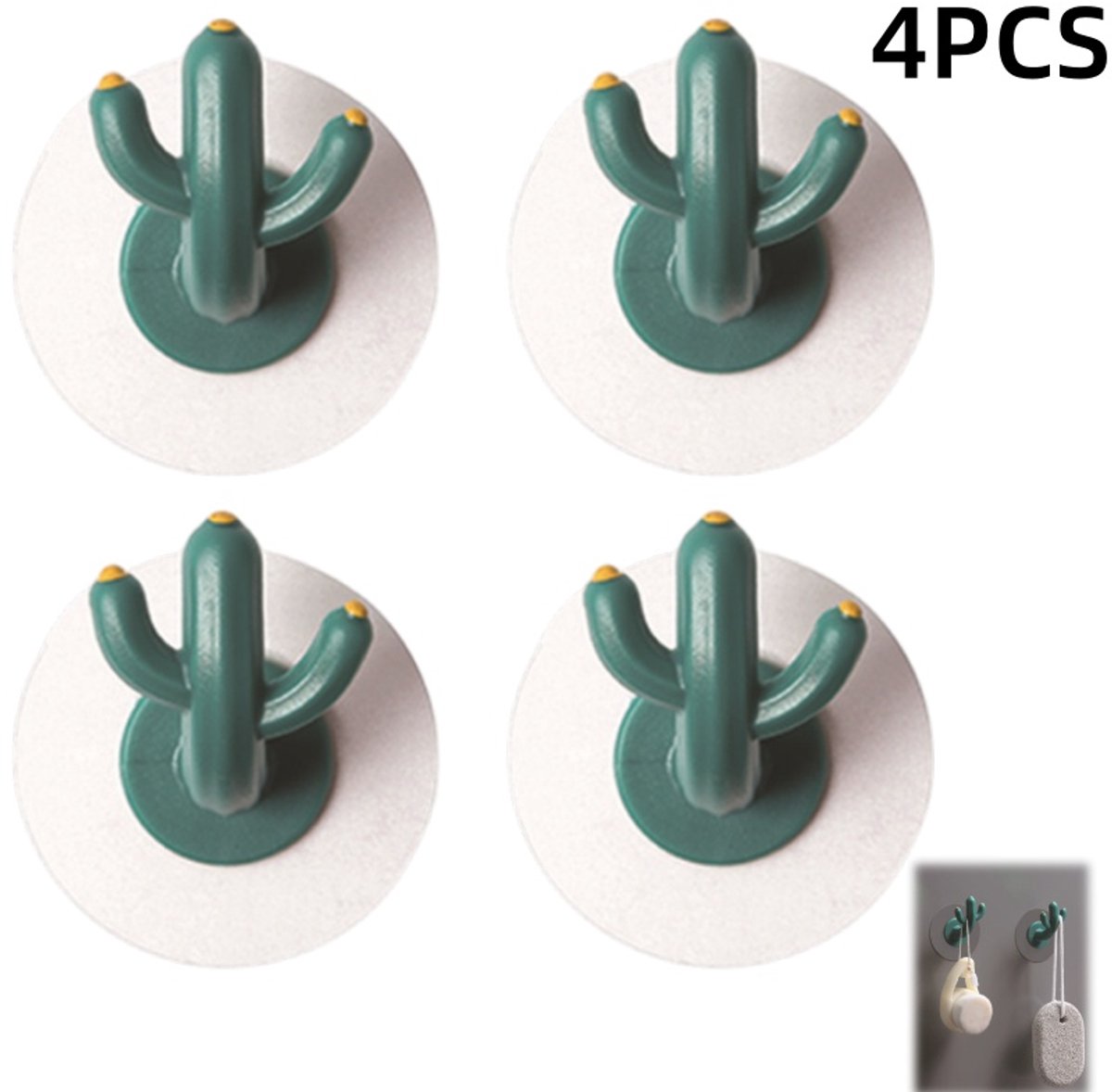 4 pieces - Hooks - Storage racks - Wall mounting - Storage accessories - No drilling required - Home decoration - Suitable for behind doors - Bathrooms - Kitchens - Green - 6*3.8 cm