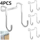 4 pieces - Hooks - Cabinet door hooks - S-shaped hooks - Storage hooks - Storage accessories - Suitable for kitchens, bathrooms, cabinets, nightstands - Silver - 6.5*2.5*7.5 cm