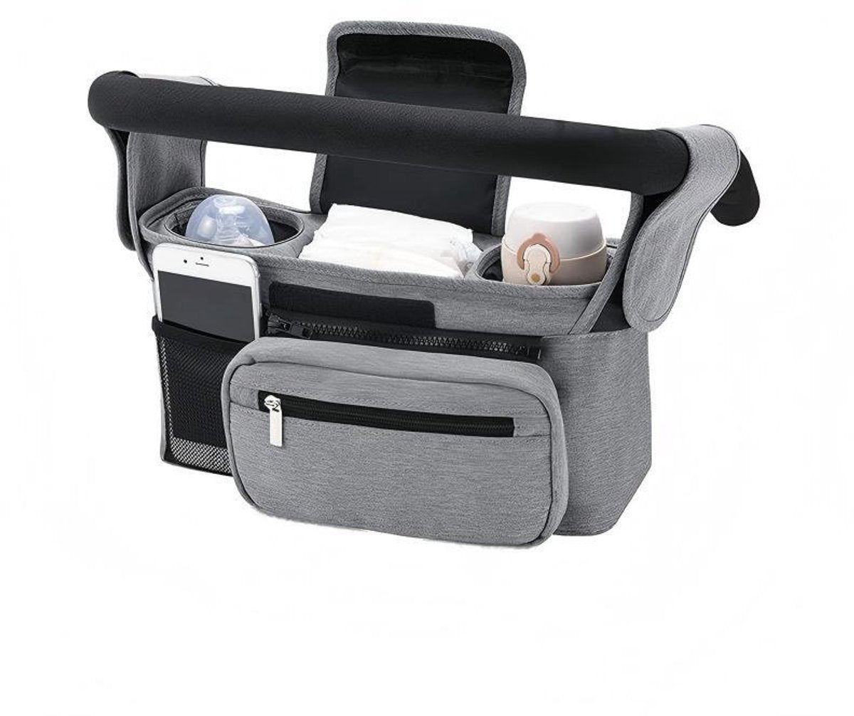 Universal storage bag for stroller - with drink holder - cup holder - stroller storage accessories - large capacity stroller bag