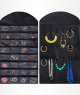 Aerend - Jewelry organizer - Double-sided hanging and transparent jewelry stand - Storage accessories - Over-the-door storage bag in black - For necklaces, earrings, sunglasses, rings, makeup