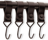 Brute Strength - Multifunctional Hook with Leather Loop - Cognac - 2 pieces - Coat Hook - Camping Hook - Leather - Hanging Hooks - Towel Hooks