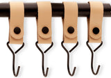 Brute Strength - Multifunctional Hook with Leather Loop - Cognac - 2 pieces - Coat Hook - Camping Hook - Leather - Hanging Hooks - Towel Hooks