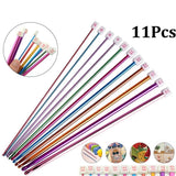 Ruibeauty 11Pcs Long Tunisian Afghan Crochet Hooks Aluminum Knitting Needles 10.6