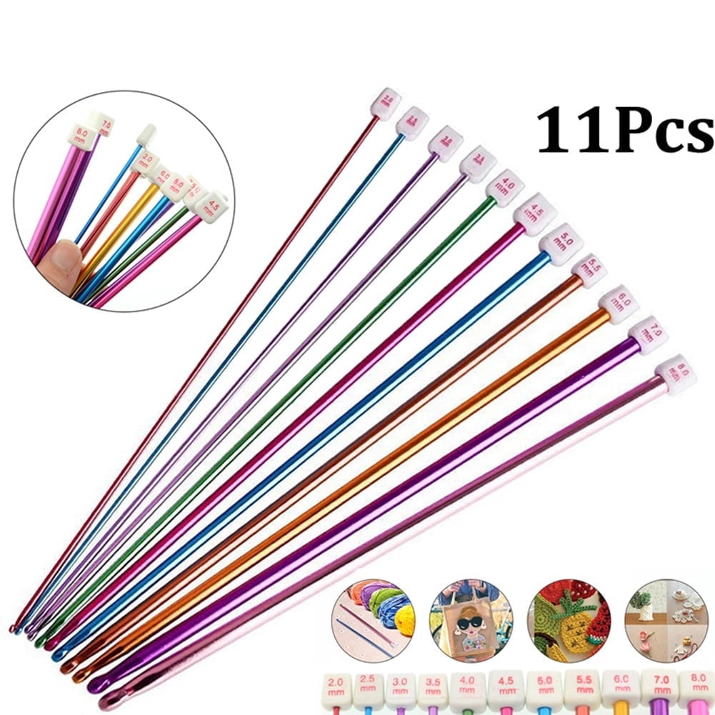Ruibeauty 11Pcs Long Tunisian Afghan Crochet Hooks Aluminum Knitting Needles 10.6