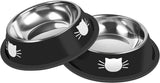 2/3Pcs Cat Bowls Non-Slip Stainless Steel Small Cat Food Bowls Unbreakable Thicken Cat Feeder 7 Oz Cat Dishes Suitable for Indoor Small Pets Removable Rubber Base Easily Clean Lovely Color Black