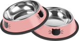 2/3Pcs Cat Bowls Non-Slip Stainless Steel Small Cat Food Bowls Unbreakable Thicken Cat Feeder 7 Oz Cat Dishes Suitable for Indoor Small Pets Removable Rubber Base Easily Clean Lovely Color Pink