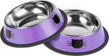 2/3Pcs Cat Bowls Non-Slip Stainless Steel Small Cat Food Bowls Unbreakable Thicken Cat Feeder 7 Oz Cat Dishes Suitable for Indoor Small Pets Removable Rubber Base Easily Clean Lovely Color Purple