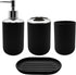 Set 4 Pcs Green Bathroom Accessories,Cute Bathroom Decor,Plastic Soap Dispenser and Toothbrush Holder Set,Soap Dish and Mouthwash Cup Black