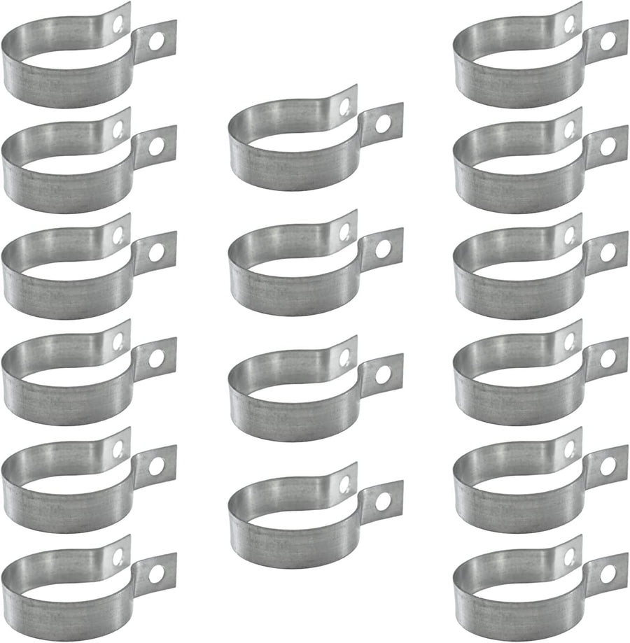 16 Pcs Brace Bands Chain Link Fence, Galvanized Steel Chain Link Brace Band Use for 1-7/8" Outside Diameter Post/Pipe, Gate, Fences Panels Silver