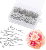 100 Pcs Rhinestone Bouquet Pins,Corsage Bouquet Pins for Flowers,Boutonniere Straight Pins for Bouquets,Wedding,Wrist Flower Decoration,Sewing Craft