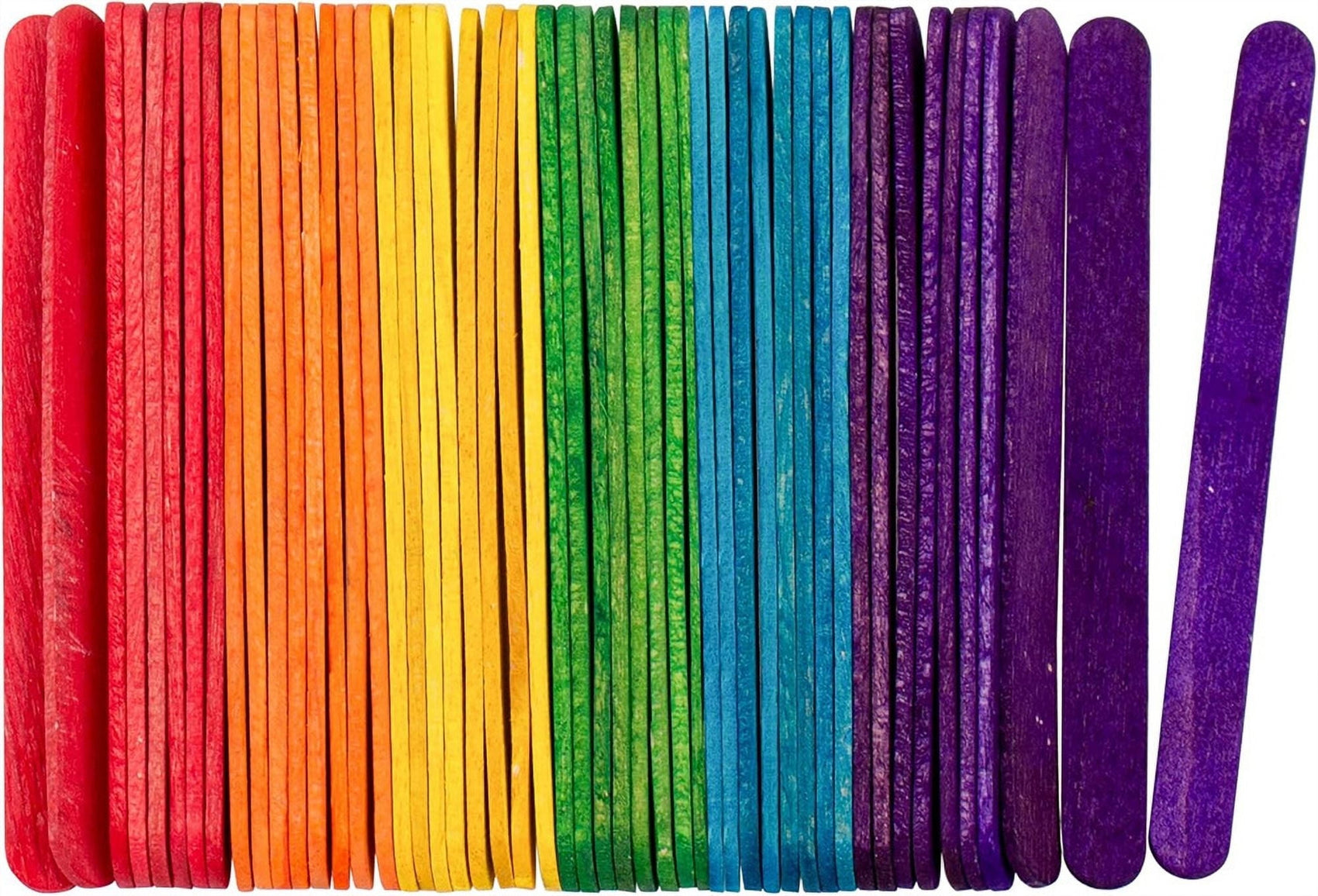 QZS 100Piece Colored Ice Sticks,Creative Tongue Depressors,Wooden Popsicle Sticks,Rainbow Craft Sticks,for Kids Students Home Classroom Art Supplies