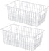 2Pcs Wire Storage Baskets,Metal Storage Basket for Organizing,White Wire Storage Freezer Baskets for Closet,Bedroom,Bathroom,Office