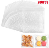 QZS 200 Pcs Self Sealing Cellophane Bags, Clear Cookie Bags, Individual Wrappers Treat bags for Packaging Cookies, Biscuit, Candy, Gift Giving (White Polka Dot, 2.2x2.2inches)