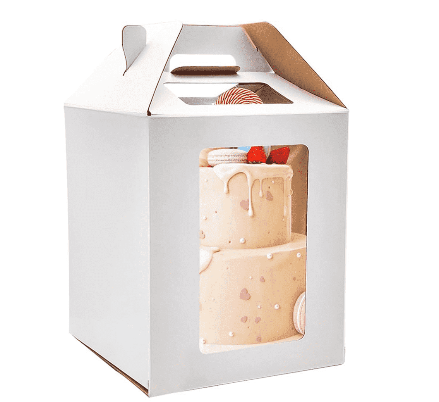 Large Tall Cake Boxes,Disposable Layer Tall Cake Carrier with Window,White Cake Packaging Box,Portable Cake Box,Tier Cake Take Out Transport Containers,for Birthday Wedding Christmas 12" x 12" x 18"