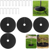 Tutuviw Non Woven Tree Ring, 24.4 inches Round Tree Base Weed Barrier Fabric Cover, Degradable and Reusable Tree Mulch Ring for Landscaping Weed Control, Root Protection Mat & Staples