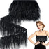 Black Ostrich Feathers Trim,78.7Inx3.15-4.3In Wide Ostrich Feathers Sewing Fringe Trim Ribbon for Latin,Masquerade Decoration Black