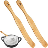 Tutuviw Teak Wooden Spurtle for Sourdough Starter, Spreading, Baking, Mixing Stirring Stick, Reaching Bottom of Jar, Scraper Kitchen Utensils for Cooking Bread, Dough Whisk, 2 Pack