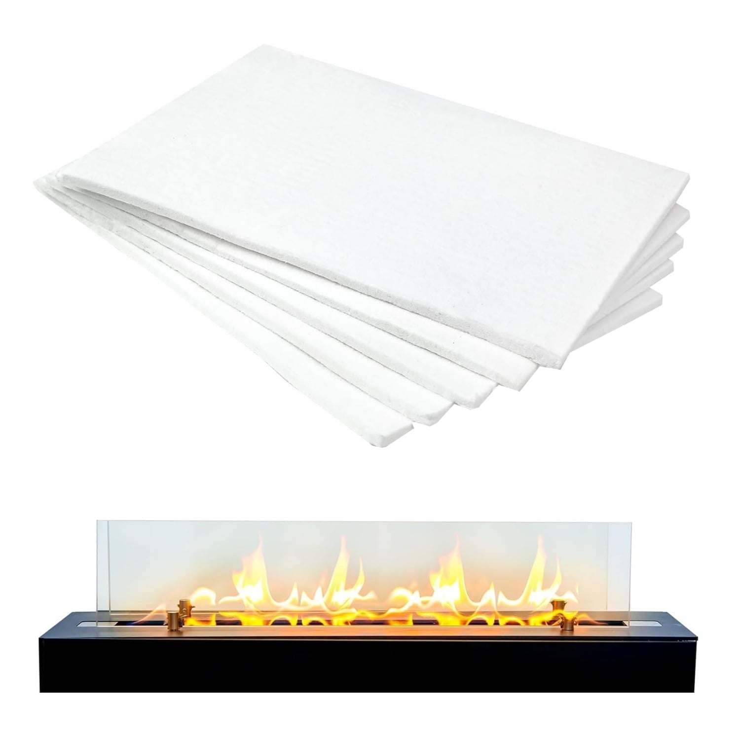 5Pack Carbon Felt Wick Bioethanol Fuel,11.8x7.87In Tabletop Fire Pit Ceramic Wool Wick Bioethanol Fuel Table Top Bowl to Extend Burning Time