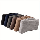 SUGARMOM 5-Pack Unisex Thick Knitted Cotton Socks - 100% Pure Cotton Solid Color Mid-Calf Length Extra Thick Terry Loop Pile Machine Washable Warm Winter Crew Socks One-size 5 Pairs Of Random Mixed Colors