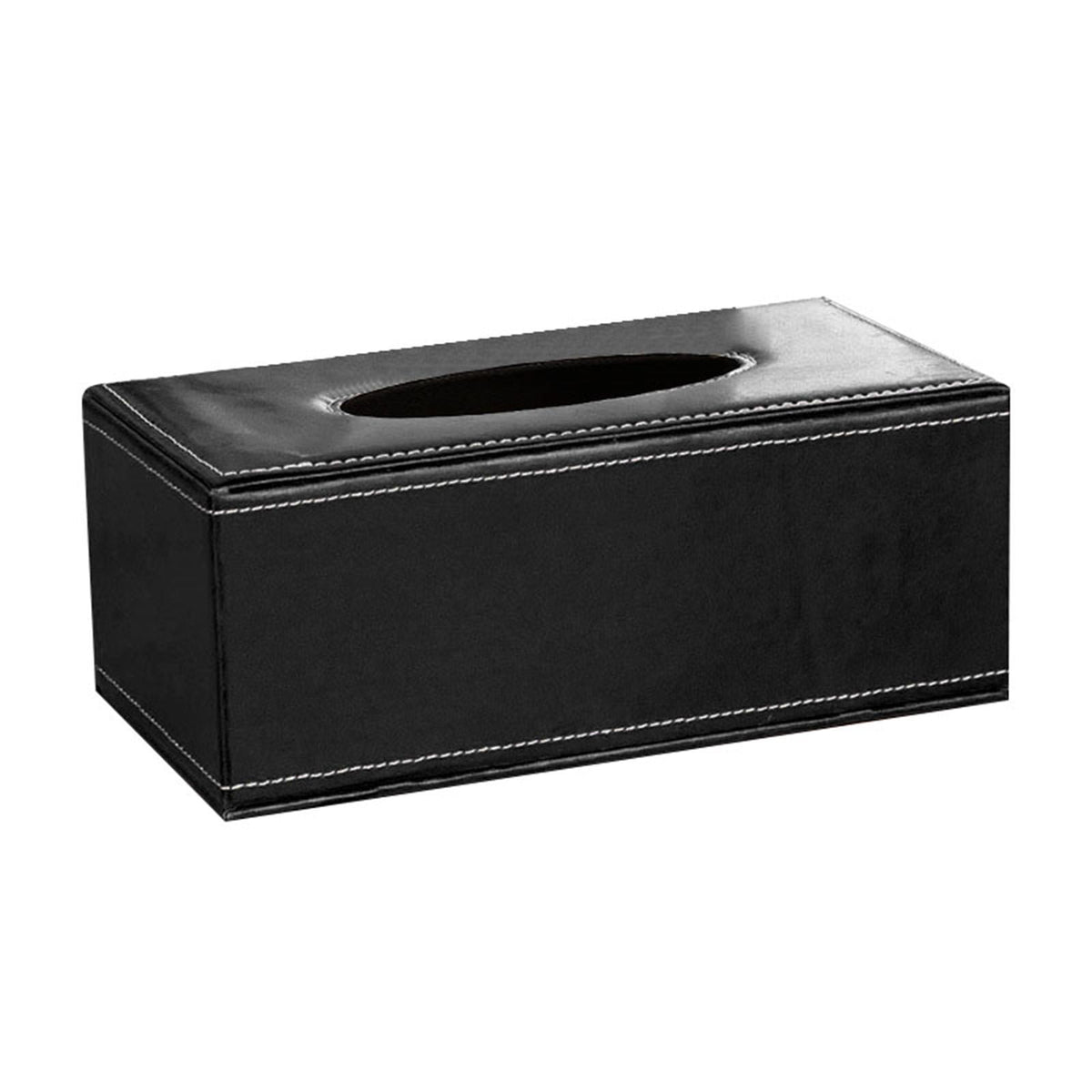 Cagnkofi Tissue Box Cover Rectangular, PU Leather Tissue Box Holder for Kleenex, Napkin, Tissue Box Cover Rectangle, Tissue Holder for Bathroom Car Home Decorative A Black