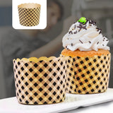 100Pcs Baking Cups, Muffin Cups Thick Cake Paper Cups Bread Paper Cups Lattice Cake Box, Heavy Duty Cupcake Liners, Kraft Paper Cupcakes Greaseproof Wrappers Supplies, Christmas Baking Molds Yellow