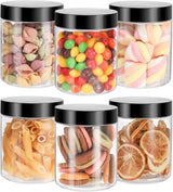 6Pcs Moisture-proof Storage Jars with Sealed Lids,QZS Empty Plastic Containers,Round Refillable Food Jars Organizer,for Home Kitchen Snacks Peanut Honey and More 8oz